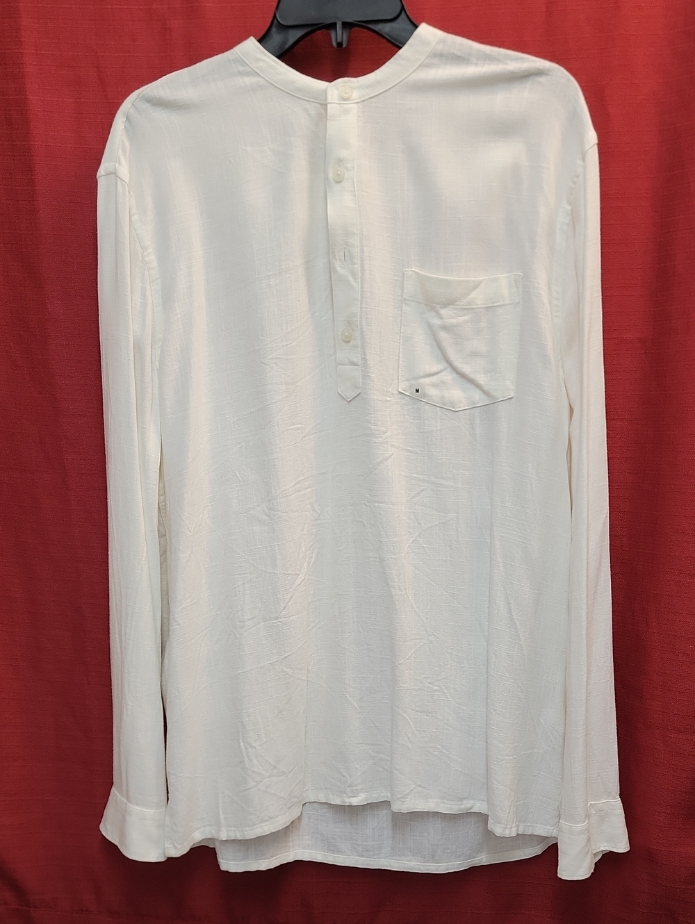 Express Cream Long-Sleeve Henley with Chest Pocket